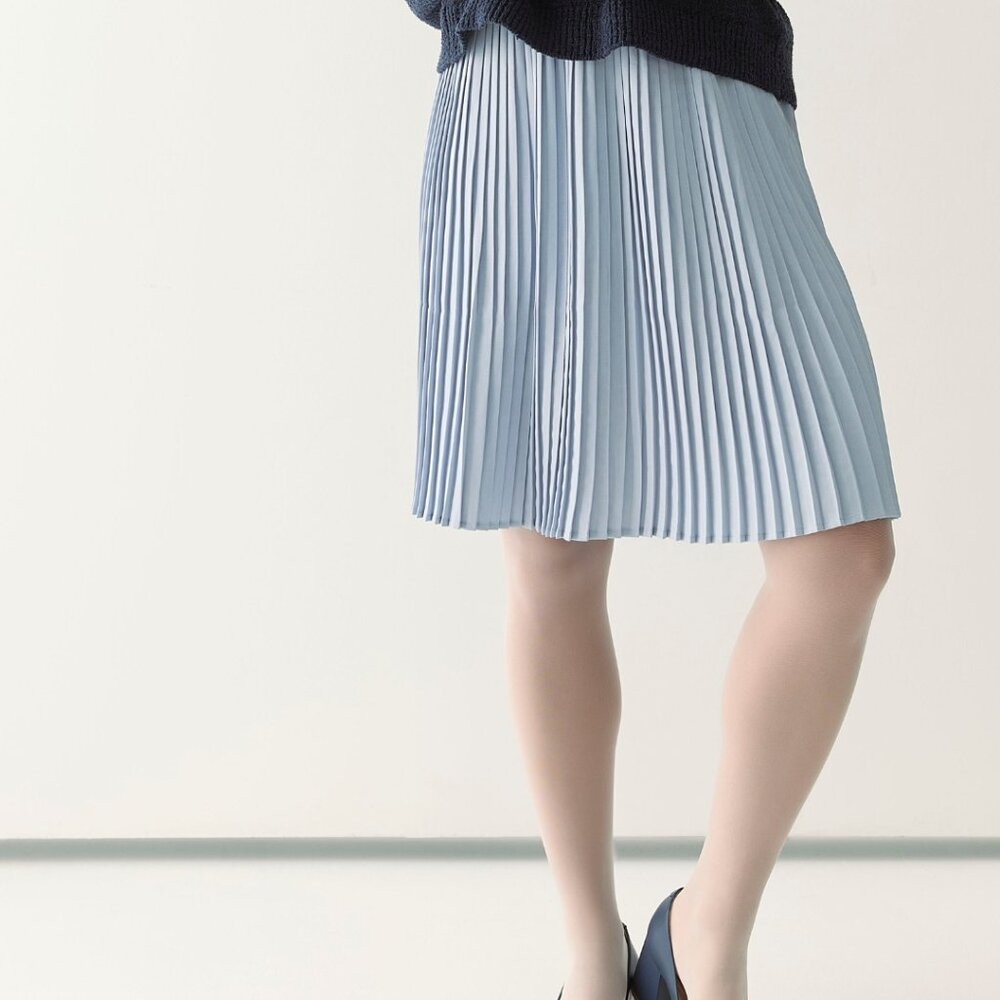 Knee-Length Pleated Skirt In Pastel Blue